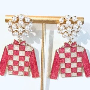 Kentucky Derby Enamel Jockey Silks Earrings Horse Racing